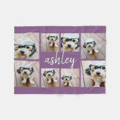 8 Fotocollage Voeg Jouw naam Calligrafie Paars toe Fleece Deken (Voorkant (Horizontaal))