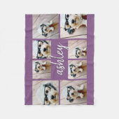8 Fotocollage Voeg Jouw naam Calligrafie Paars toe Fleece Deken (Voorkant)