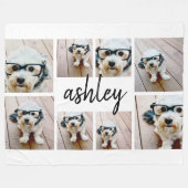 8 Fotocollage Voeg Jouw naam kalligrafie toe Fleece Deken (Voorkant (Horizontaal))