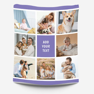8 Fotofamilie Collage Paarse Custom Fleece Deken