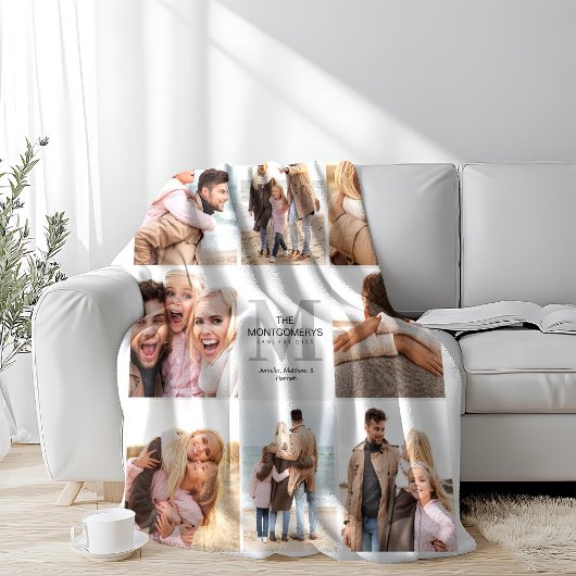 8 Fotofamilie Keepsake Fotocollage Fleece Deken