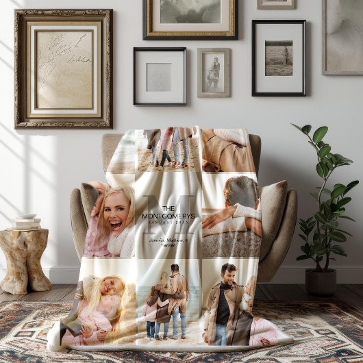 8 Fotofamilie Keepsake Fotocollage Fleece Deken