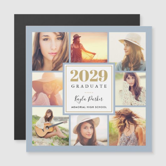 8 Fotomagnetische Afstuderen Aankondiging Kaarten (Voorkant / Achterkant)