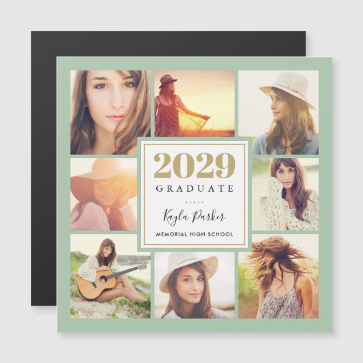 8 Fotomagnetische Afstuderen Aankondiging Kaarten (Voorkant / Achterkant)