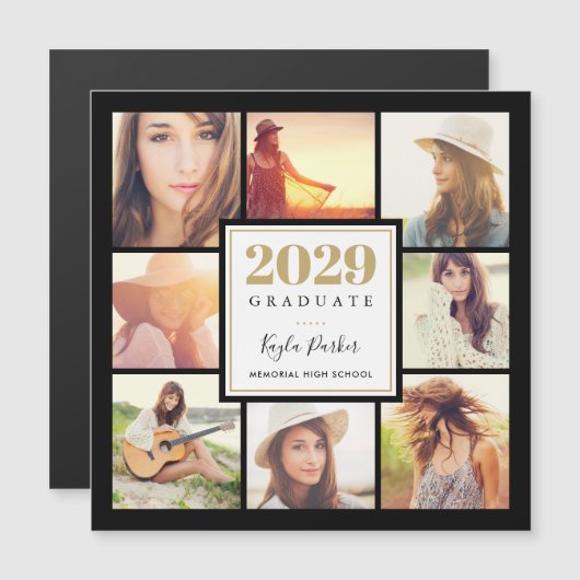 8 Fotomagnetische Afstuderen Aankondiging Kaarten (Voorkant / Achterkant)