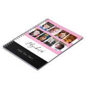 8 foto's aangepaste naam roze notitieboek (Linkerzijde)