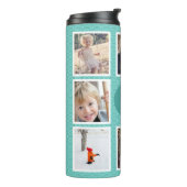 8 foto's Blauwgroen patroonfotocollage Thermosbeker (Gedraaid links)