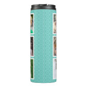 8 foto's Blauwgroen patroonfotocollage Thermosbeker (Achterkant)