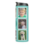 8 foto's Blauwgroen patroonfotocollage Thermosbeker (Geroteerd rechts)