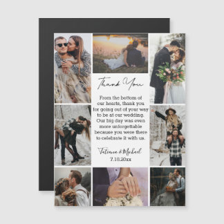 8 foto's collage modern dank u bruiloft magneet