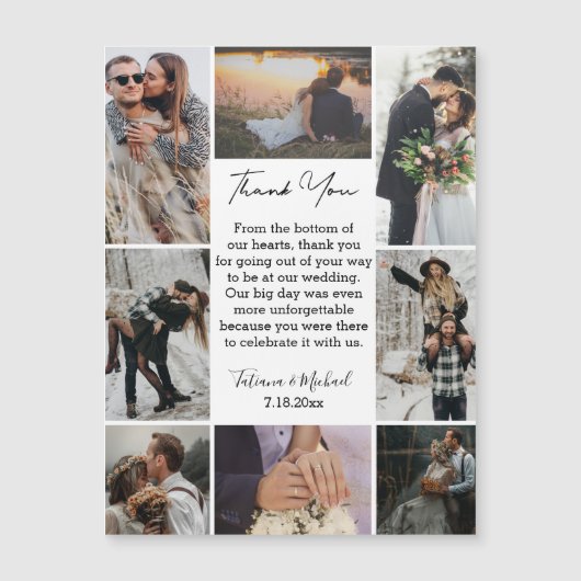 8 foto's collage modern dank u bruiloft magneet (Voorkant)