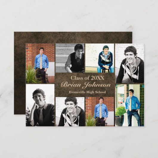 8 foto's Leer - 3x5 Afstuderen Aankondiging (Voorkant / Achterkant)