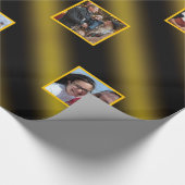 8-foto's met kerstmis en Gold & Black Cadeaupapier (Hoek)