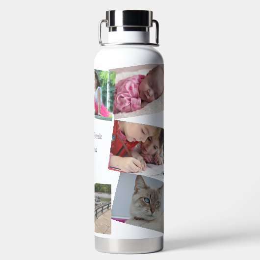 8 Foto's personaliseren tekstfavoriete familieheri Waterfles (Achterkant)