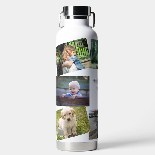8 Foto's personaliseren tekstfavoriete familieheri Waterfles (Voorkant)