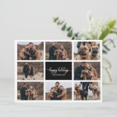 8 Foto's Prettige feestdagen Collage Black Kerstmi Kaart (Staand voorkant)