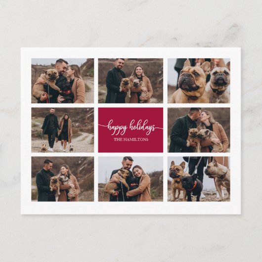 8 Foto's Prettige feestdagen Modern Collage Kerstm Briefkaart (Voorkant)
