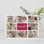 8 Foto's Warm Wishes Modern Collage Kerstmis Kaart (Staand voorkant)