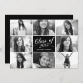 8 Fotoscript Afstuderen Invitation Black Kaart (Voorkant / Achterkant)