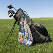 8 Fotosjabloon Collage met aangepaste tekst Golfhanddoek (Groen)