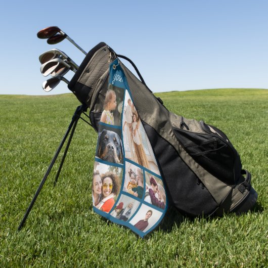 8 Fotosjabloon Collage met aangepaste tekst Golfhanddoek (Groen)