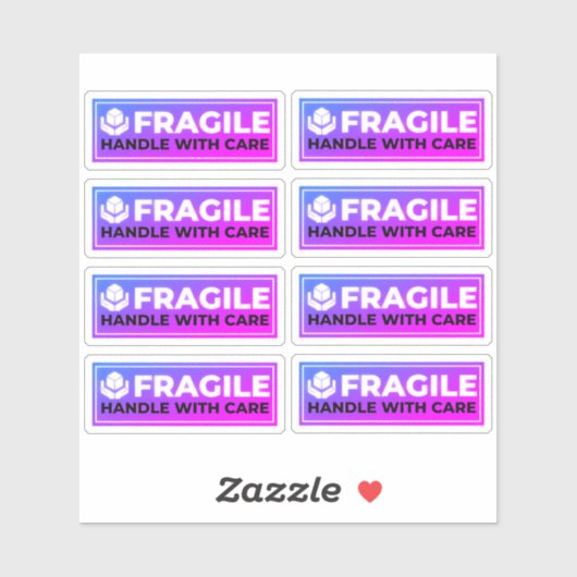 8 Fragile Shipping Stickers (Handle with Care) (Vel)
