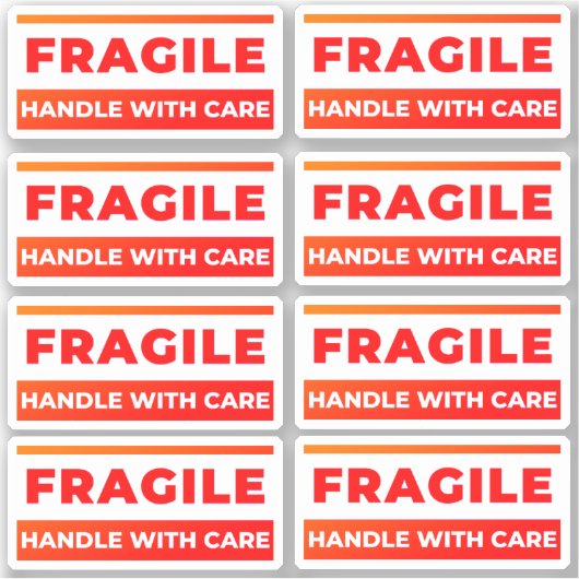 8 Fragile Stickers, Shipping Labels for Breakables (Voorkant)