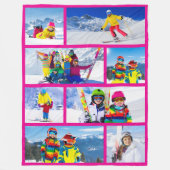 8 Gemengde Maat Fotocollage Hot Pink Fleece Deken (Voorkant)