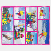 8 Gemengde Maat Fotocollage Hot Pink Fleece Deken (Voorkant (Horizontaal))