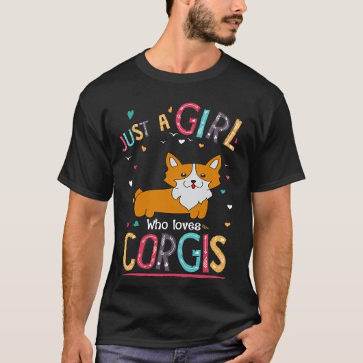 8 Gewoon een meisje dat van Corgi houdt T-shirt (Voorkant)