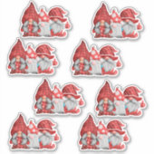 8 Gnomen stickers rood en blauw kerstfeest (Voorkant)