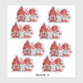 8 Gnomen stickers rood en blauw kerstfeest (Vel)