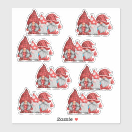 8 Gnomen stickers rood en blauw kerstfeest