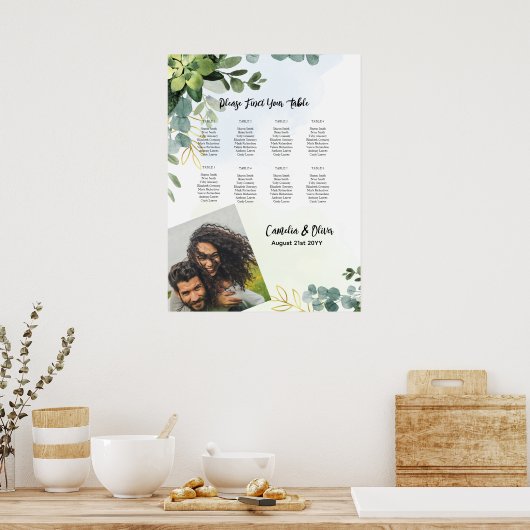 8 Grafiek Greenery PHOTO voor tafelbruiloft Poster (Keuken)