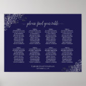 8 Grafiek Silver van de tafel-bruiloft op Navy Blu Poster (Voorkant)