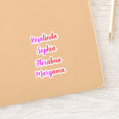 8 Handgeschreven Transparante Waterdichte Namen, M Sticker