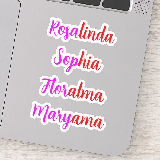 8 Handgeschreven Transparante Waterdichte Namen, M Sticker