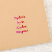 8 Handgeschreven Transparante Waterdichte Namen, M Sticker