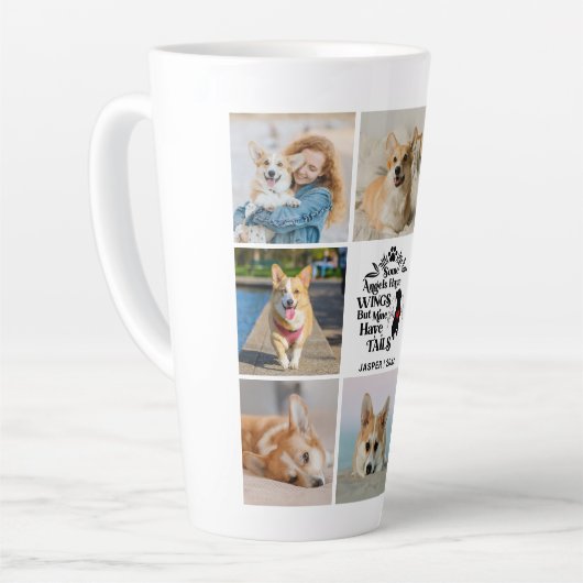 8 Herinnering aan verlies van fotocollage Pet Dog Latte Mok (Linkerhoek)
