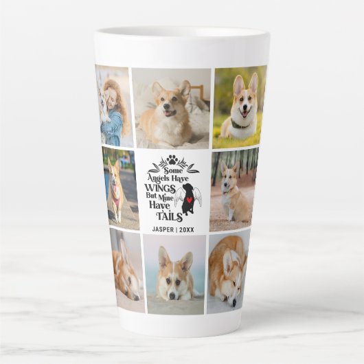 8 Herinnering aan verlies van fotocollage Pet Dog Latte Mok (Voorkant)