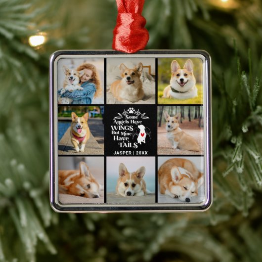8 Herinnering aan verlies van fotocollage Pet Dog Metalen Ornament (Boom)