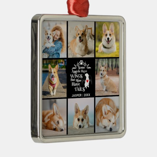 8 Herinnering aan verlies van fotocollage Pet Dog Metalen Ornament (Rechts)