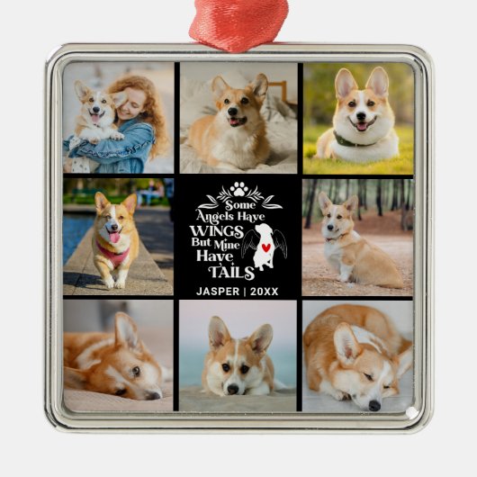 8 Herinnering aan verlies van fotocollage Pet Dog Metalen Ornament (Voorkant)
