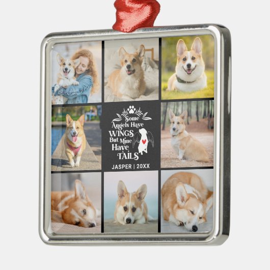 8 Herinnering aan verlies van fotocollage Pet Dog Metalen Ornament (Links)