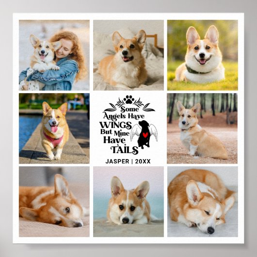 8 Herinnering aan verlies van fotocollage Pet Dog Poster (Voorkant)