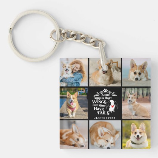 8 Herinnering aan verlies van fotocollage Pet Dog Sleutelhanger (Voorkant)