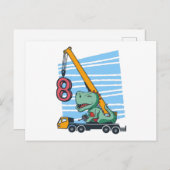 8 jaar 8e verjaardag Mobiele kraan Dinosaur Briefkaart (Voorkant / Achterkant)