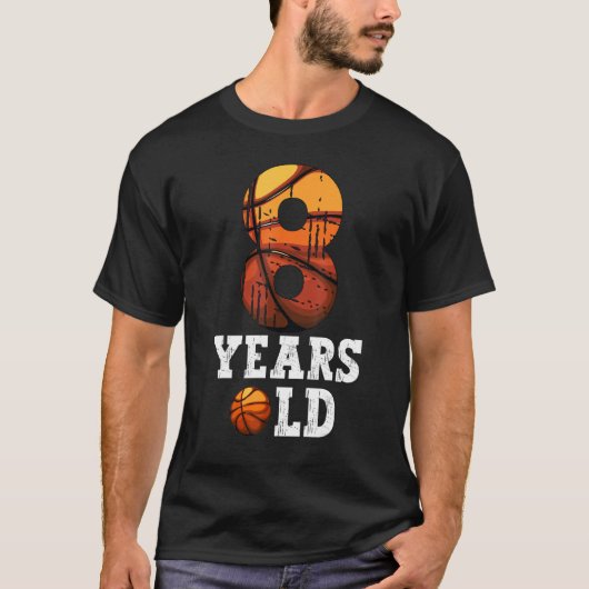 8 jaar basketbal op 8ste verjaardag t-shirt (Voorkant)