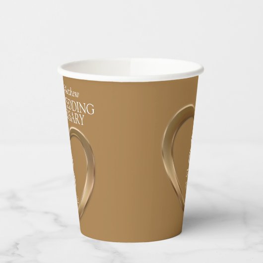 8 jaar brons bruiloft hart papieren bekers (Links)