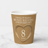 8 jaar brons bruiloft hart papieren bekers (Voorkant)